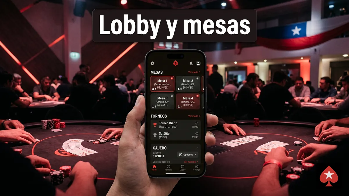 Lobby y mesas de la app de PokerStars en el celular