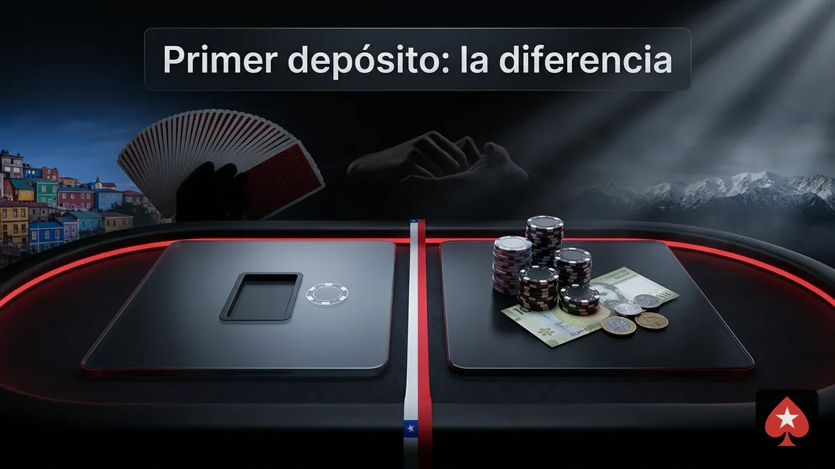Dos tarjetas comparan el bono sin depósito con el bono de primer depósito en PokerStars Chile