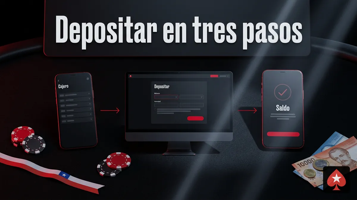 Tres pantallas del Cajero de PokerStars para depositar dinero real paso a paso