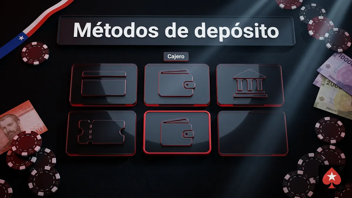 Plaquetas de métodos de depósito en el Cajero de PokerStars para jugadores en Chile