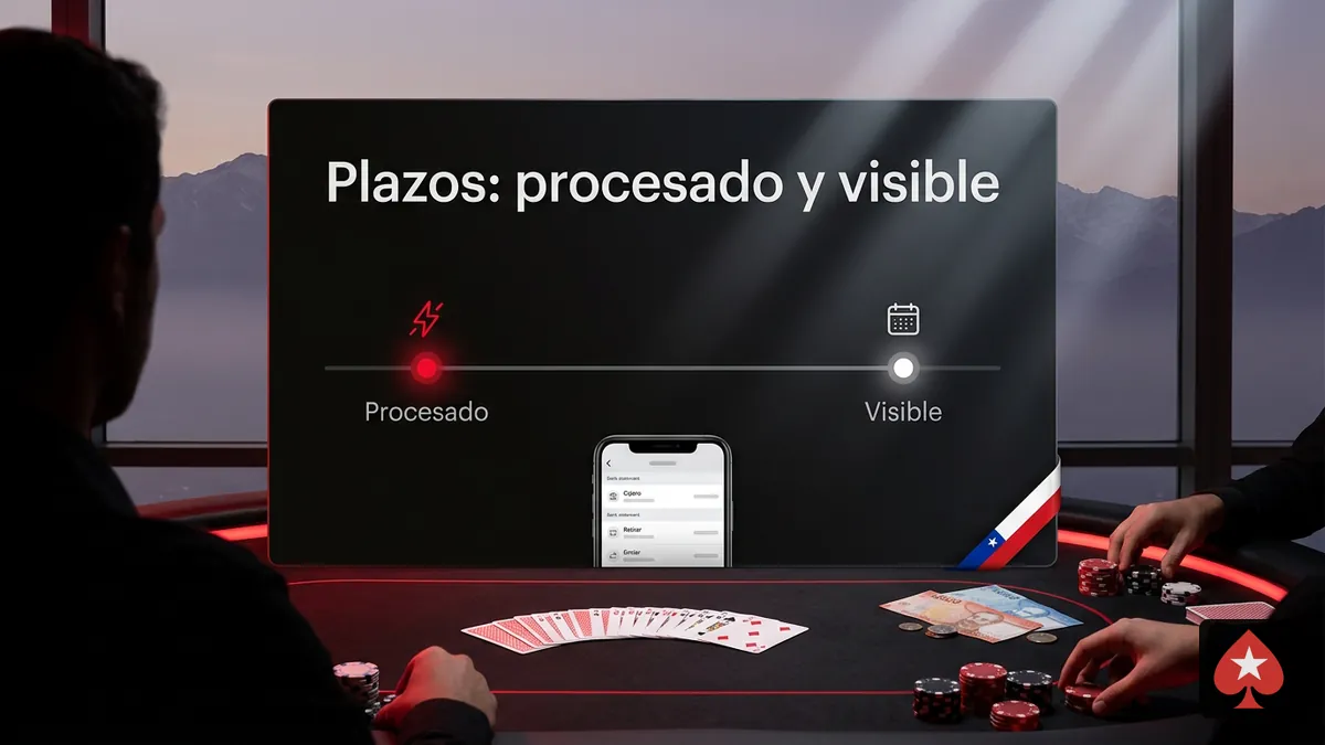 Línea de tiempo de un retiro en PokerStars: procesado primero, visible en la cuenta después